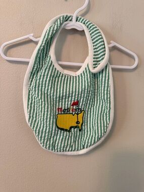 Masters Green Stripe Baby Bib with Embroidered Logo